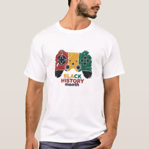 Black History Month Gamer Flag Distressed Controll T-Shirt
