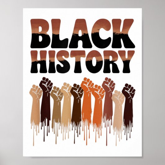 Black History Month Hands Symbol Afro Motivation  Poster (Vorne)