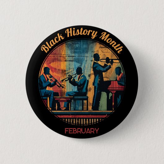 Black History Month Jazz Band Pinback Button (Vorderseite)