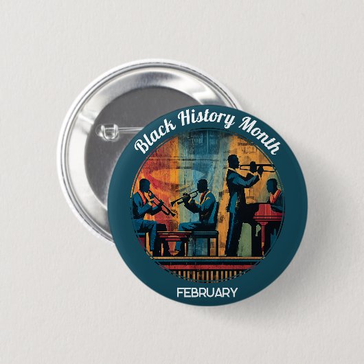 Black History Month Jazz Band Pinback Button (Vorne & Hinten)