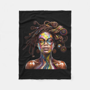 Black History Month Loc'd Hair Art Black Queen Afr Fleecedecke