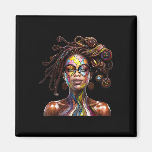 Black History Month Loc'd Hair Art Black Queen Afr Magnet