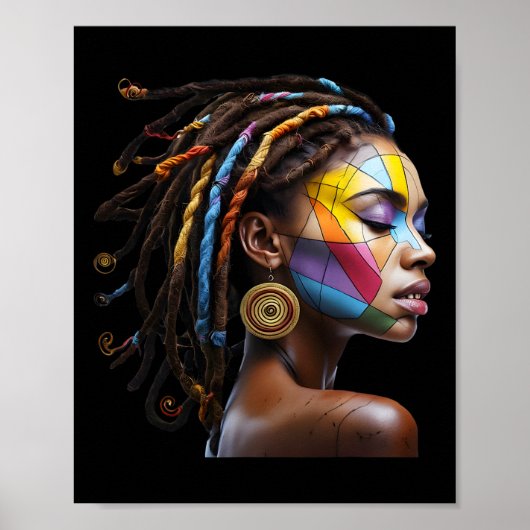 Black History Month Loc'd Hair Art Black Queen Afr Poster (Vorne)