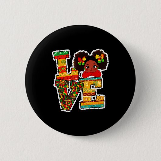 Black History Month Love Afro Toddler Girls Americ Button (Vorderseite)
