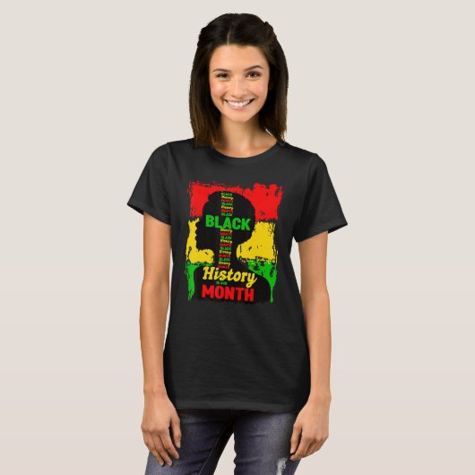 Black History Month Queen Melanin Afro African Pri T-Shirt (Vorne ganz)