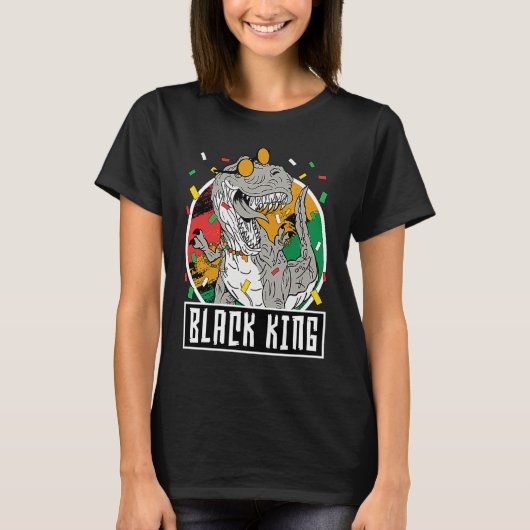Black History Month Rex Dinosaur Black King Dino B T-Shirt (Vorderseite)