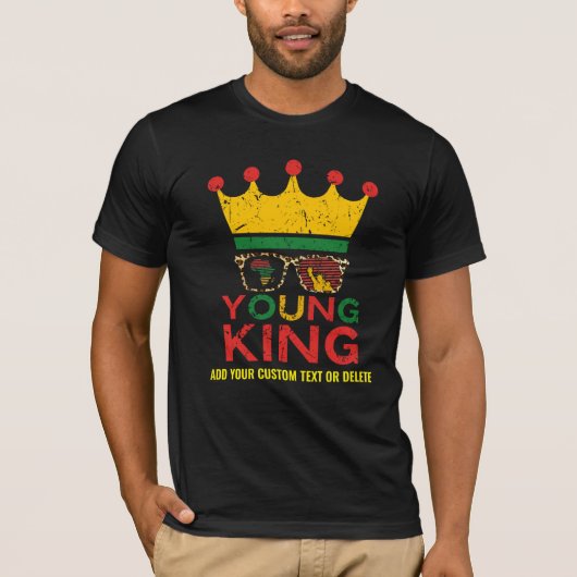 Black History Month Young King Rustic BLM T-Shirt (Vorderseite)