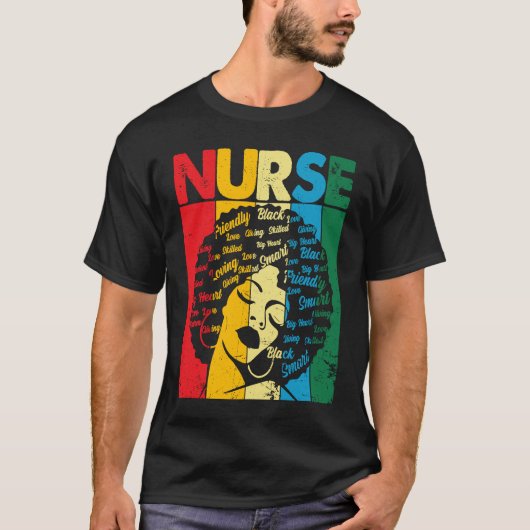 Black History Nurse African American Pride Afro Wo T-Shirt (Vorderseite)