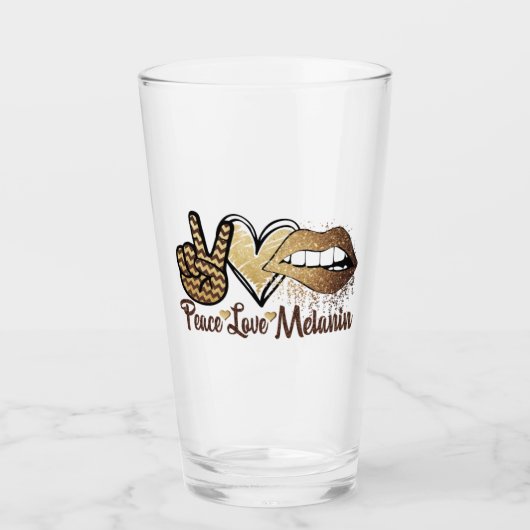 Black History Peace Liebe Melanin Glass Cup Glas (Vorderseite)