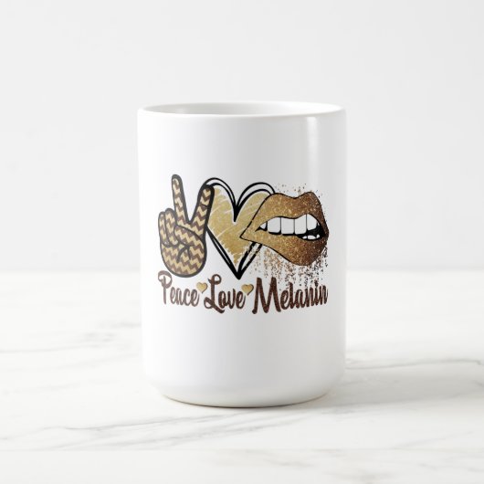 Black History Peace Liebe Melanin Morphing Tasse (Zentrum)