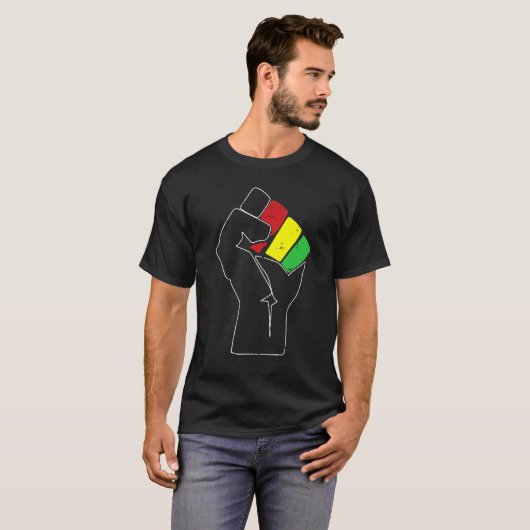 Black History Power Fist Africa Flag African Ameri T-Shirt (Vorne ganz)
