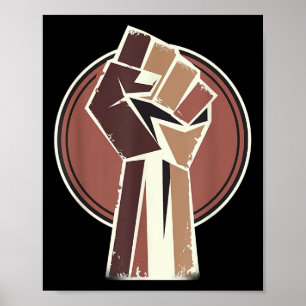 Black History Power Unity Hand Afro Motivation Poster