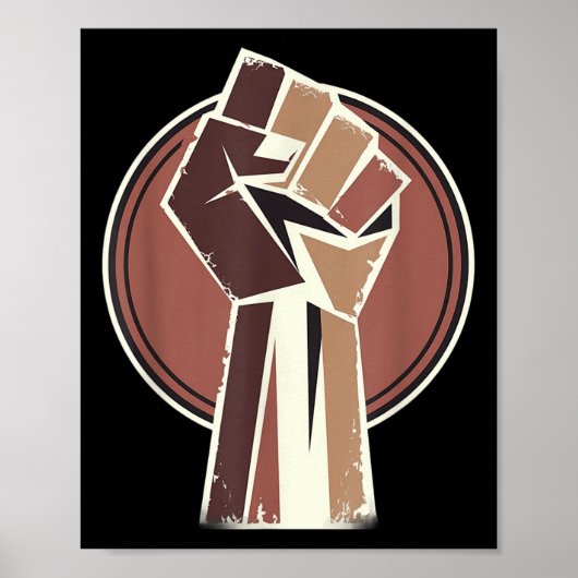 Black History Power Unity Hand Afro Motivation Poster (Vorne)