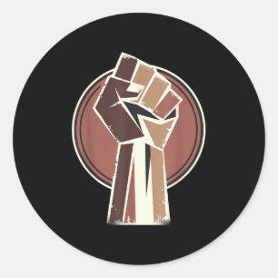 Black History Power Unity Hand Afro Motivation Runder Aufkleber