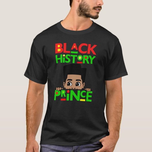 Black History Prince Melanin Boy Son Bruh Brown Sk T-Shirt (Vorderseite)