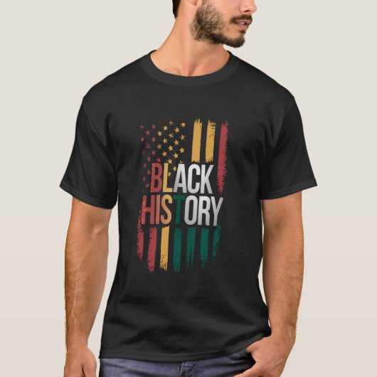 Black History US Flag Afrikanischer Patriot Men T-Shirt (Vorderseite)