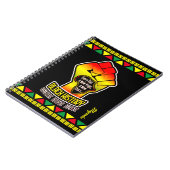 Black History with Africa Map and Fire on BLACK Notizblock (Linke Seite)