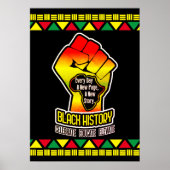 Black History with Africa Map and Fire on BLACK Poster (Vorne)