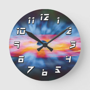 Black Hole Outflows - Colorful Artist Concept Runde Wanduhr