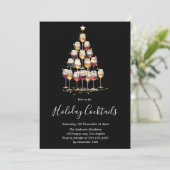 Black Holiday Cocktail - Elegantes Weihnachts-Part Einladung (Stehend Vorderseite)