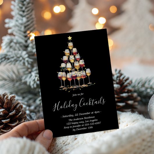 Black Holiday Cocktail - Elegantes Weihnachts-Part Einladung
