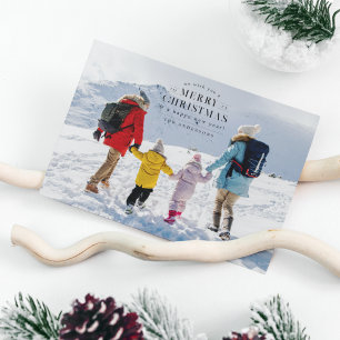 Black Holiday Kariert Foto Weihnachtskarte Feiertagskarte