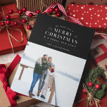 Black Holiday Kariert Foto Weihnachtskarte Feiertagskarte<br><div class="desc">Black Holiday Kariert Weihnachts-Fotokarte. Weiße Typografie,  Single Foto,  mit koordinierender Feiertag karierte Musterunterstützung.</div>