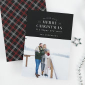 Black Holiday Kariert Foto Weihnachtskarte Feiertagskarte