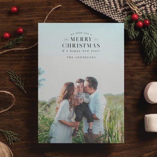 Black Holiday Kariert Foto Weihnachtskarte Feiertagskarte