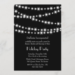 Black Holiday Twinkle Lights Invitation (Korp) Einladung