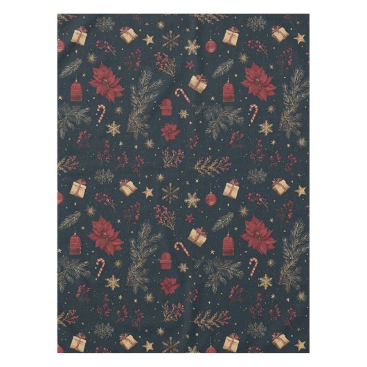 Black Holiday Watercolor Pine Berry Whimsical Tischdecke (Vorderseite)