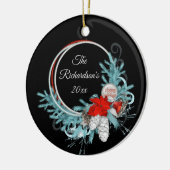 Black Holiday Wreath Personalisiert Keramik Ornament (Links)