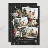 Black Holly Berries Poinsettia Foto Weihnachten (Vorne/Hinten)