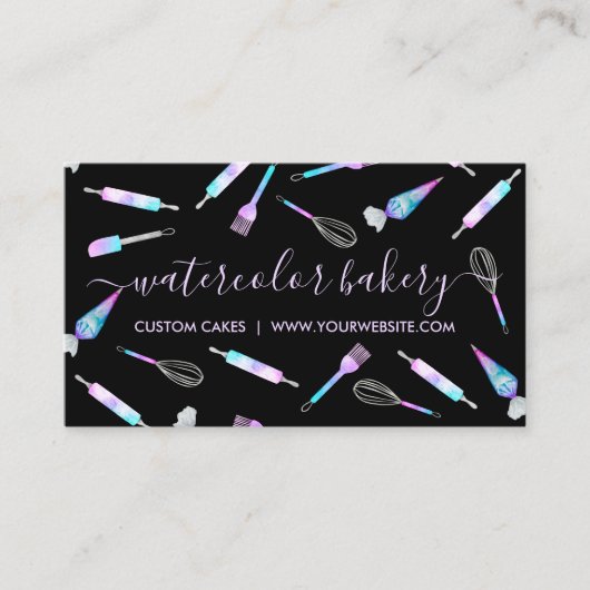 Black Hologram Bakery Homemade Koch Patisserie Visitenkarte (Vorderseite)