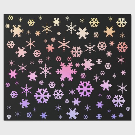 Black Holographic Christmas Snowflake Pattern Geschenkpapier (Flach)