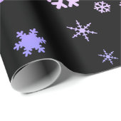 Black Holographic Christmas Snowflake Pattern Geschenkpapier (Rolleneckpunkt)
