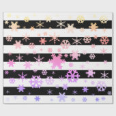 Black Holographic Christmas Snowflake Pattern Geschenkpapier (Flach)