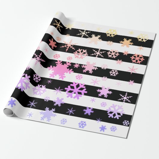 Black Holographic Christmas Snowflake Pattern Geschenkpapier (Ungerollt)