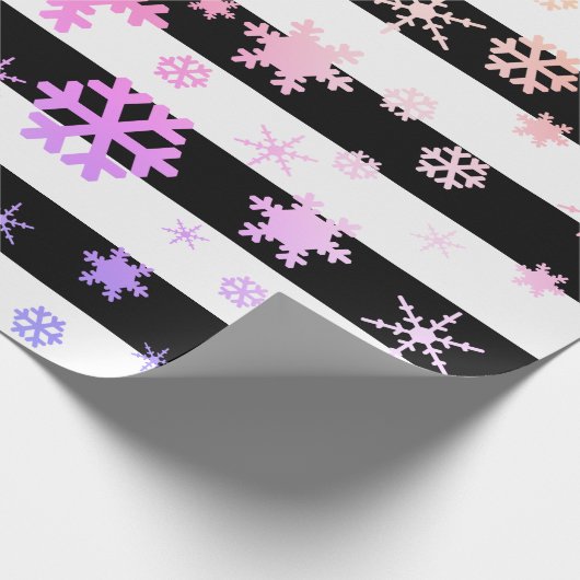 Black Holographic Christmas Snowflake Pattern Geschenkpapier (Ecke)