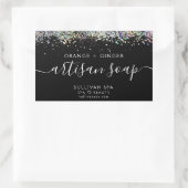Black Holographic Glitzer Artisan Soap Label Rechteckiger Aufkleber (Tasche)