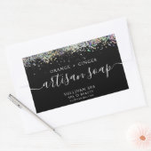 Black Holographic Glitzer Artisan Soap Label Rechteckiger Aufkleber (Umschlag)