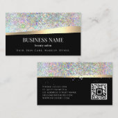 Black Holographic Glitzer Beauty Gold Telefonnummerkarte (Vorne/Hinten)