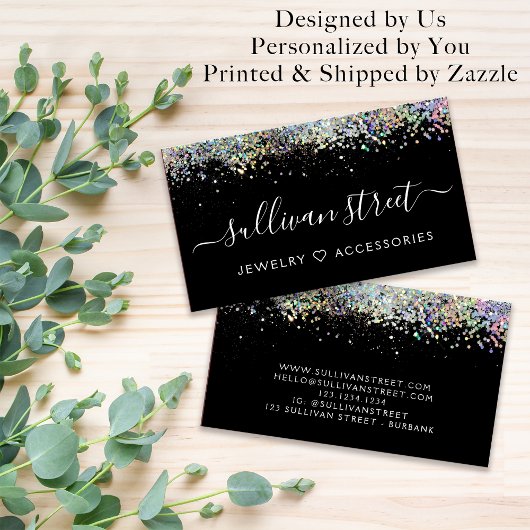 Black Holographic Glitzer Business Card Telefonnummerkarte