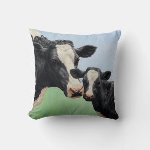 Black Holstein Cow & Niedlich Calf Kissen