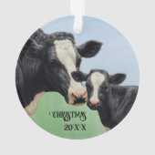 Black Holstein Cow & Niedlich Calf Ornament (Rückseite)