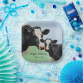 Black Holstein Cow & Niedlich Calf Pappteller (Party)