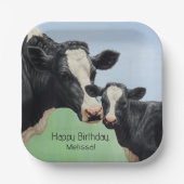 Black Holstein Cow & Niedlich Calf Pappteller (Vorderseite)