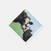 Black Holstein Cow & Niedlich Calf Serviette (Ecke)