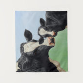 Black Holstein Cow & Niedlich Calf Wandteppich (Vorderseite)