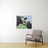 Black Holstein Cow & Niedlich Calf Wandteppich (Beispiel (Horizontal))